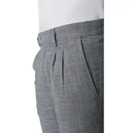 Slim Fit Dar Kesim Pileli Bej Kumaş Erkek Pantolon Siyah