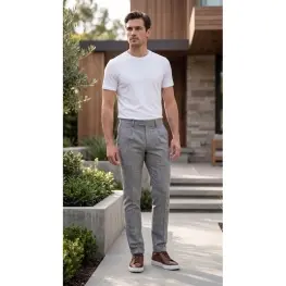 Slim Fit Dar Kesim Pileli Bej Kumaş Erkek Pantolon Siyah