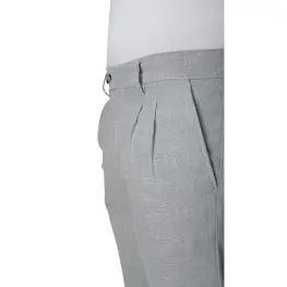 Slim Fit Dar Kesim Pileli Bej Kumaş Erkek Pantolon Taş