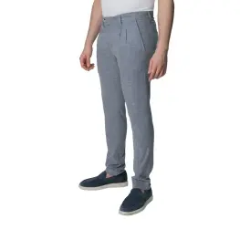 Slim Fit Dar Kesim Pileli Bej Kumaş Erkek Pantolon Lacivert