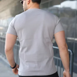 Basic Bisiklet Yaka Erkek T-Shirt  Gri