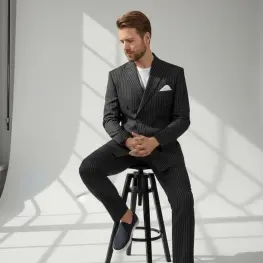 Kruvaze Takım Gofre Siyah