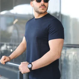 Basic Bisiklet Yaka Erkek T-Shirt  Lacivert