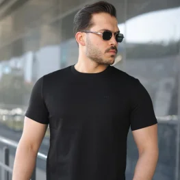 Basic Bisiklet Yaka Erkek T-Shirt  Siyah
