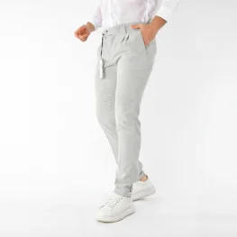 Slim Fit Dar Kesim Yan Cep Pileli Bej Kumaş Erkek Pantolon Taş