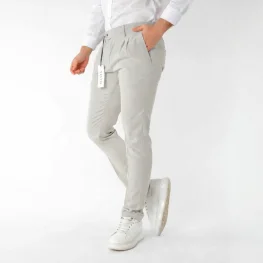 Slim Fit Dar Kesim Yan Cep Pileli Bej Kumaş Erkek Pantolon Bej